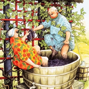 Postcard grape harvest